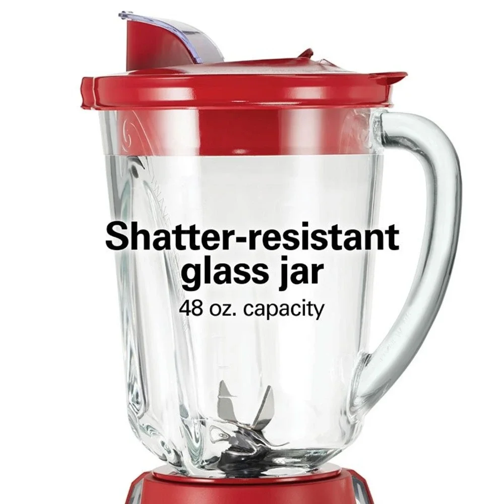 Hamilton Beach Wave-Action Quiet Blender 48oz Red New Open Box 800W Glass Jar